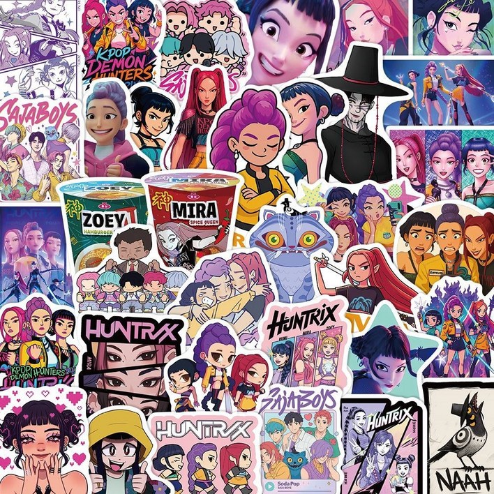 케이팝데몬헌터스 캐릭터 스티커 루미 미라 조이 PVC 반짝이는 스티커
