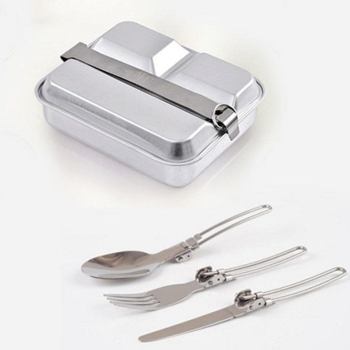 미니멀 캠핑용품 휴대용 스텐 반합 런치박스 , 수저 세트