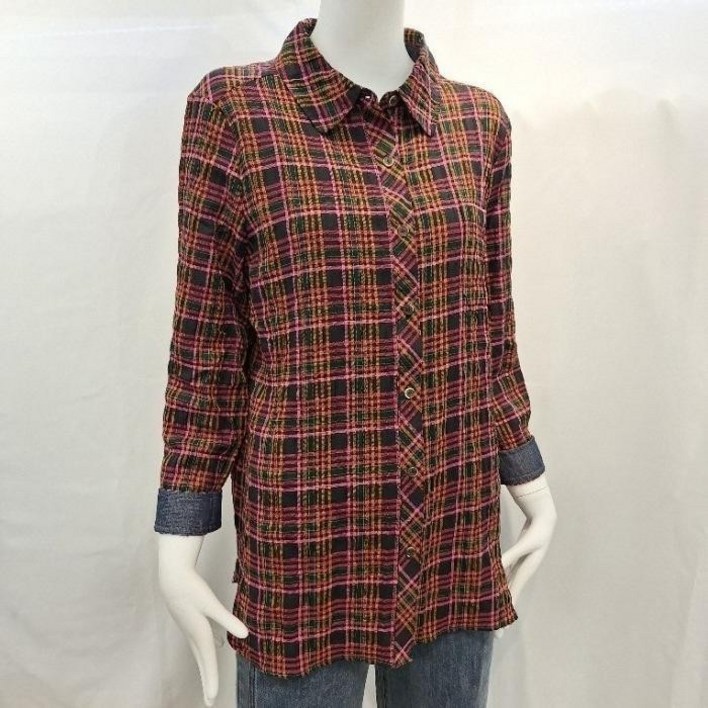 백화점 올리비아하슬러 자연스러운 지지미 소재의 체크셔츠 OHEFBL107 41938153 238701