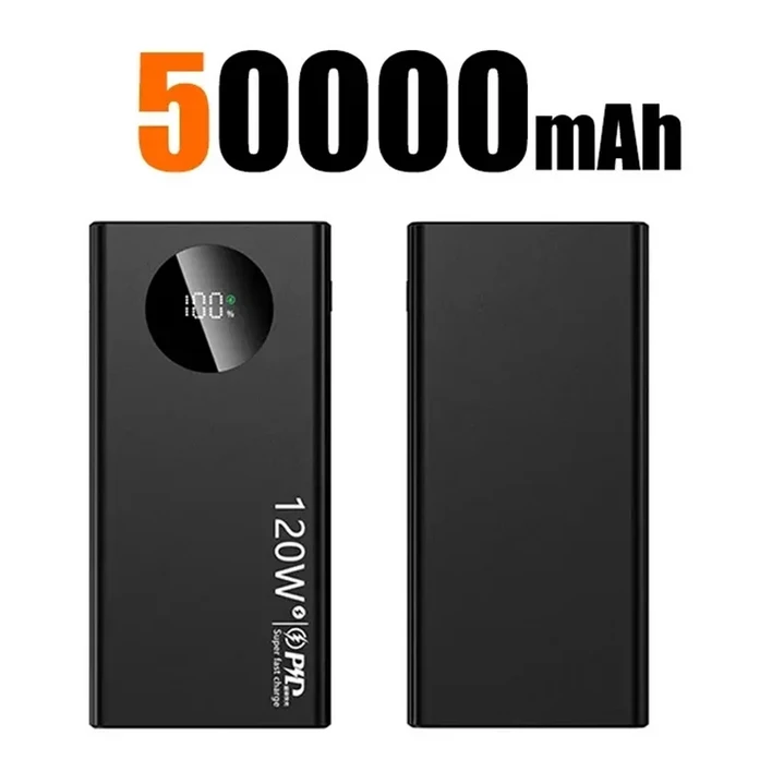 샤오미 보조배터리 대용량 휴대용 충전기, 아이폰  용 모바일 보조베터리, 50000mAh, 120W 고속 충전