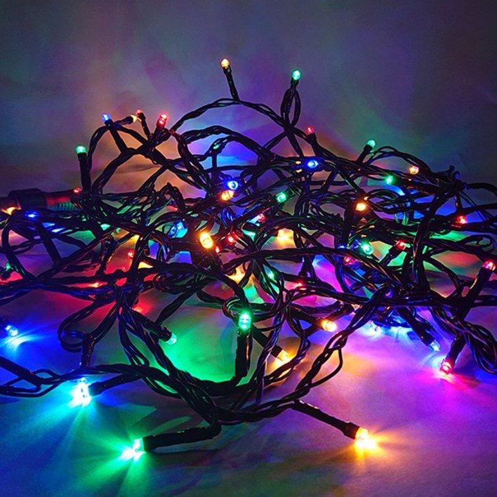 선세이브세트 크리스마스 트리캠핑 조명 LED 은하수 100구 검정선전원케이블 세트, RGB4색