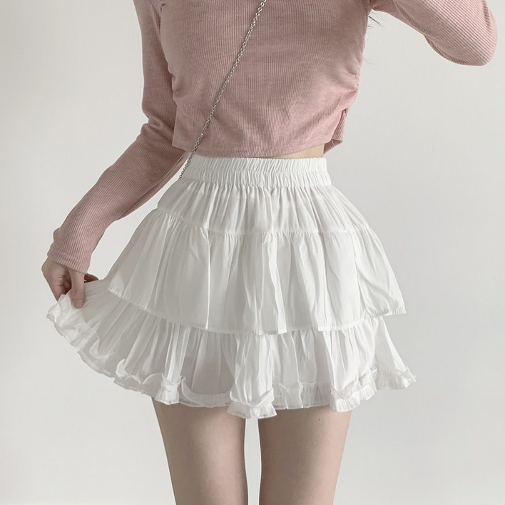 부기샵 메이 레이스 캉캉 밴딩 여성 미니스커트