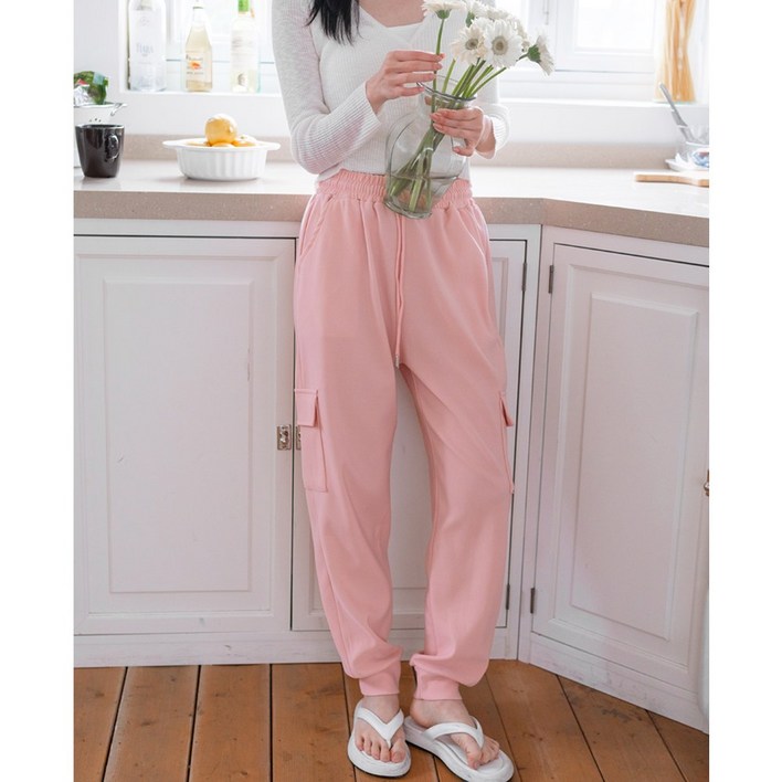 퀄리탑 여성 트레이닝 카고 바지 밴딩 조거 팬츠