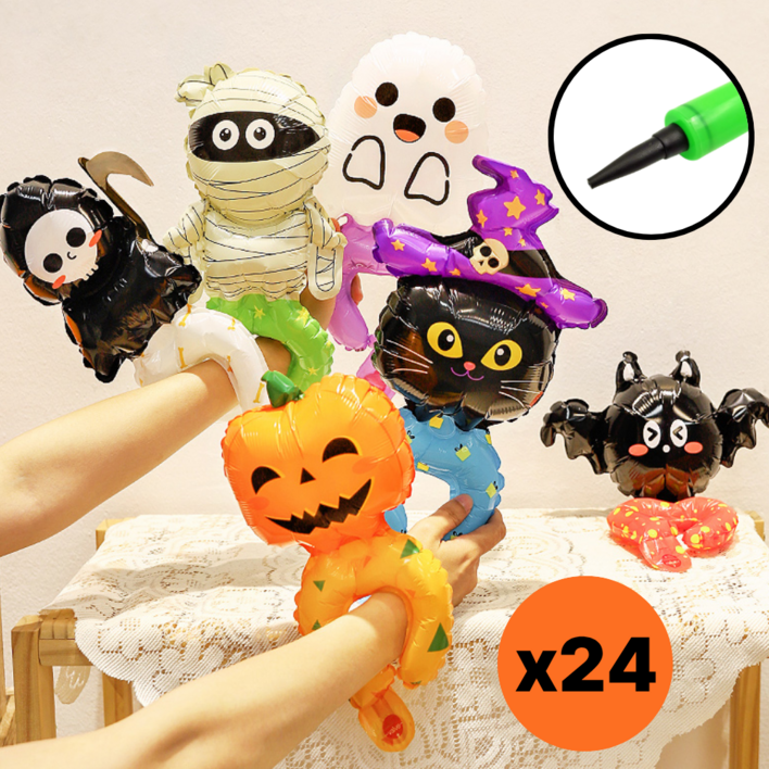 수네아 할로윈 풍선 세트 24개입 손목풍선 데코소품 파티용품, 1세트, 6종혼합