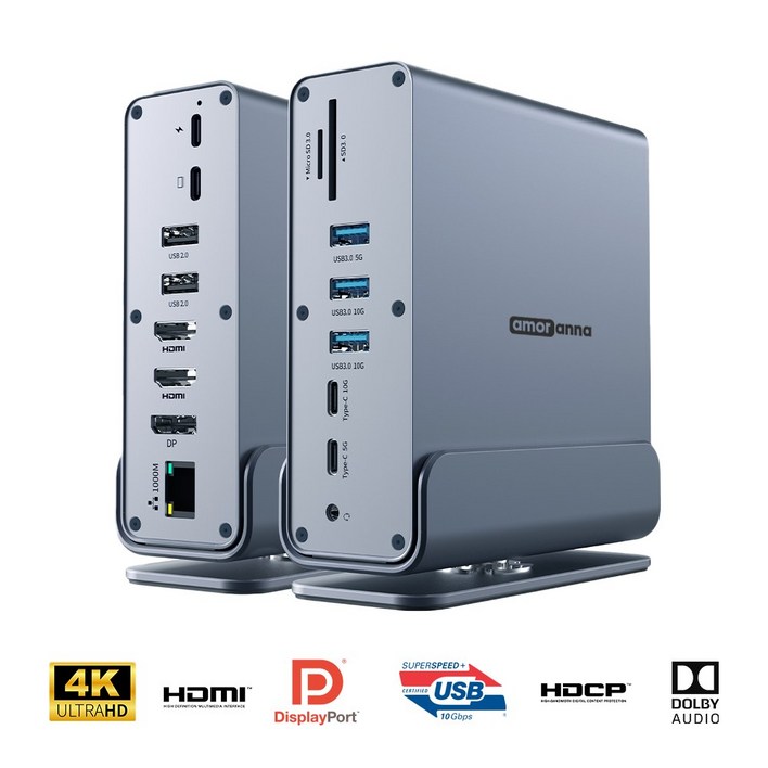 아모란나 C타입 15in1 멀티 허브 USB4 도킹스테이션 트리플 듀얼 4K 60hz 모니터 아모란나 C타입 15in1 멀티 허브 USB4 도킹스테이션 트리플 듀얼 4K 60hz 모니터