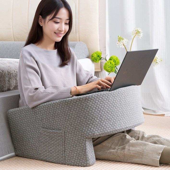 텍스스테드 독서 쿠션테이블 침대 스터디쿠션, 그레이