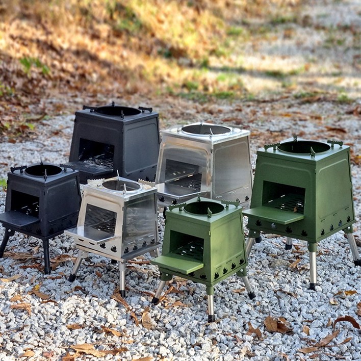 캠프빌리지 캠핑 불멍 접이식 더치 스토브 화로대, 블랙 L, 1개