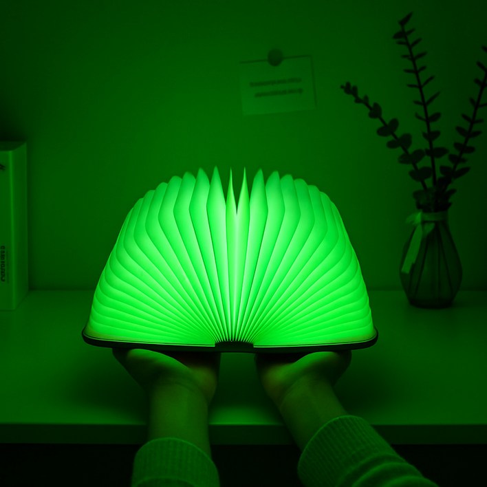 풀문 책 무드등 7색 LED 무선 캠핑 원목 조명, 화이트애쉬 12cm 스몰