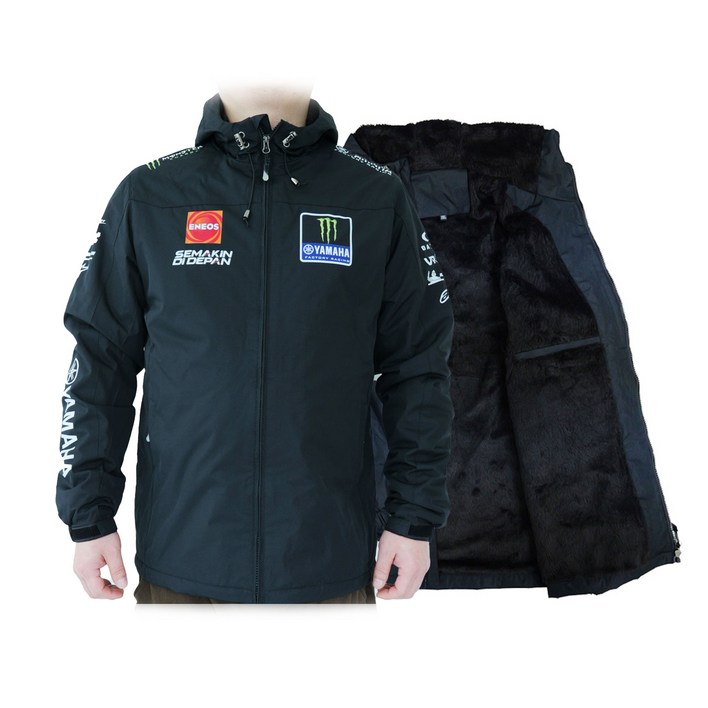 겨울 기모 방한 후드재킷 남여공용 바람막이 야마하 오토바이 레이싱재킷