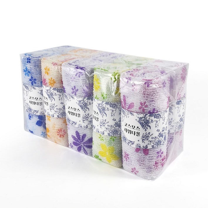 국내생산 까슬시원한 코스모스 샤워타올, 1세트, 10개입, 혼합색상