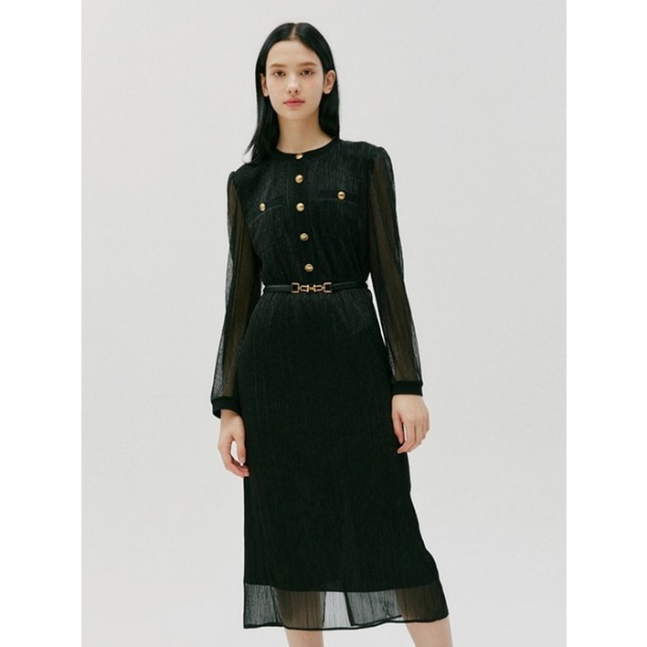 질스튜어트뉴욕 블랙 벨티드 펄 긴팔원피스 JSDR2D260BK 383306
