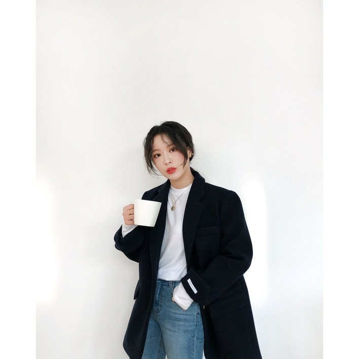 라우드 감성모노 베이직 하프 싱글코트 4477 루즈핏 오버핏 모직 겨울 울코트