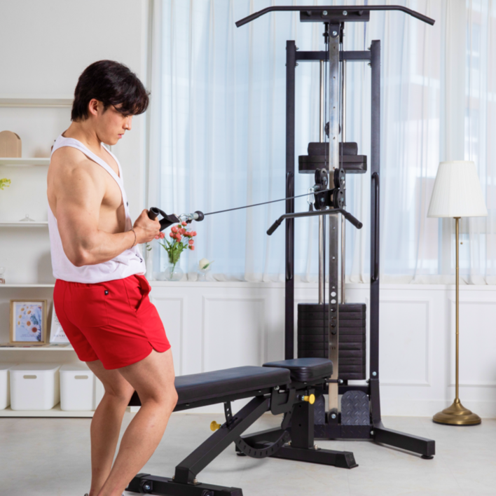 머슬피크 블럭형 케이블머신 가정용 멀티 철봉 풀업, 1개, 블랙
