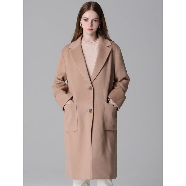 쉬즈미스 울 블렌드 투버튼 롱 코트  택가격 478000원