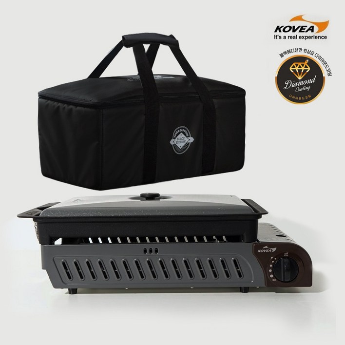 코베아 구이바다 블랙에디션 L 45인용 3WAY 올인원 플러스  최고급 다이아몬드 코팅이 적용된 유일한 에디션  KGG1304CDC 캠핑 버너 그릴  전골팬 가스버너