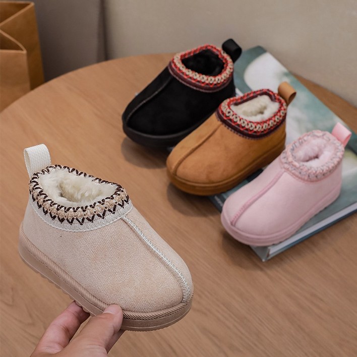 바이시유 키즈부츠 겨울 아동 털 안감 주니어 슬리퍼 신발 여아 남아 부츠 방한화 누누