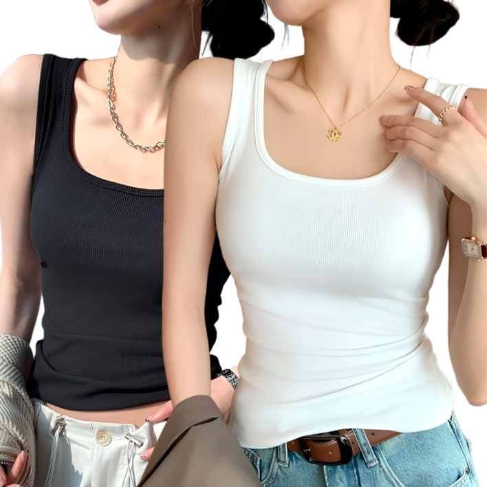 투라이프 스퀘어넥 여성 나시 2P