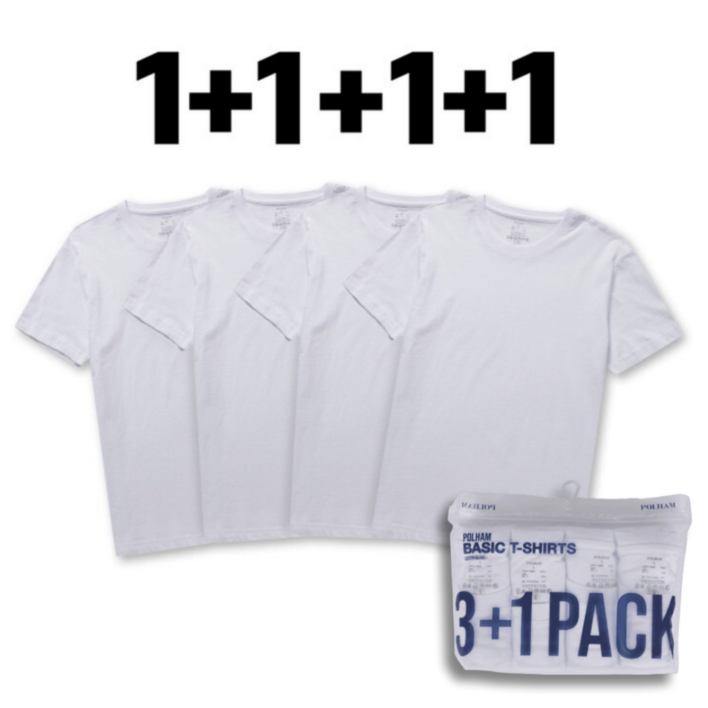 백화점 매장판  판매자 슈렉shoerek  판매자 주의해서 주문 폴햄 기본 티셔츠 세트 31 남자 여자 남여공용 무지 이너 라운드 반소매 반팔 티셔츠 4PCS 1세트