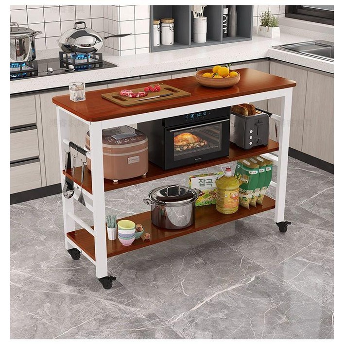 이동식 조리대 테이블 흰색 아일랜드식탁 홈바 다용도 선반