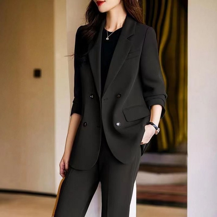캐주얼 여성 정장 세트 오버사이즈 루즈핏 정장 코트 바지 세트 트렌드 여자 오피스룩 YJW