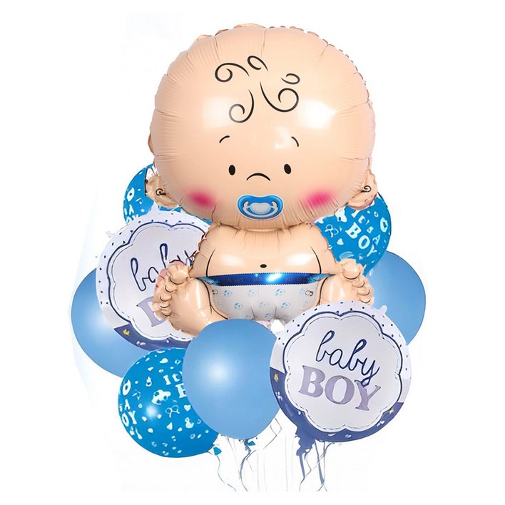 젠더리빌 은박풍선 세트9PCS 파티풍선세 티세트 베이비샤워 아기성별공개, 1개, 블루남아