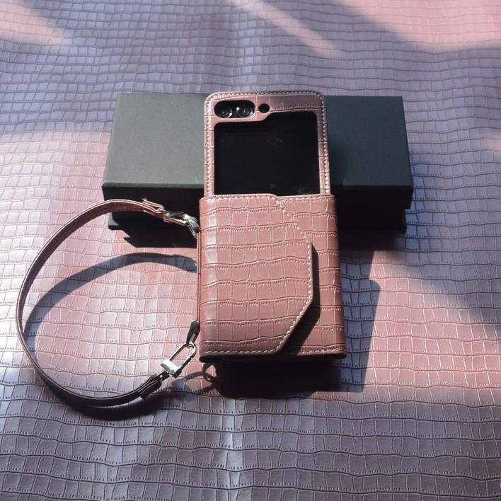 유도리스 갤럭시 Z플립 핸드 스트랩 카트 포켓 가죽 케이스