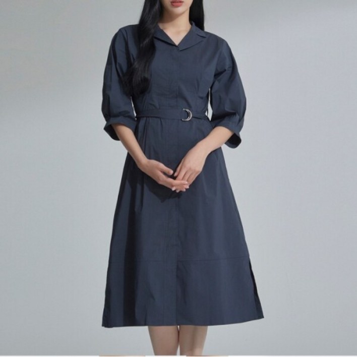 미쏘비노출 미쏘 테일러드 핀턱 롱 원피스 MIWOWC912BT