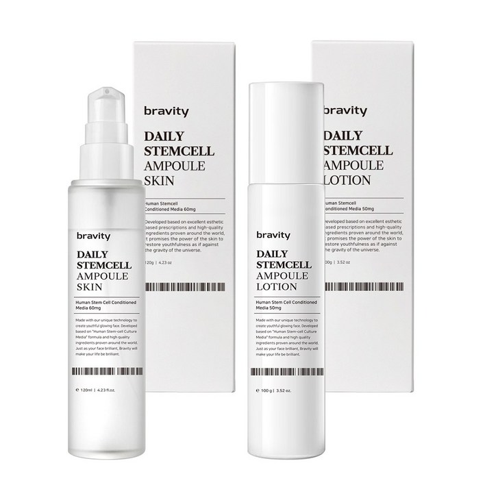 브래비티 데일리 스템셀 스킨 로션 세트 120g100g 모든 피부용 저자극 기초케어, 1개