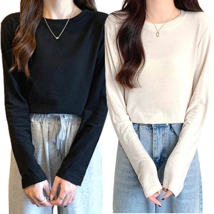 코코유니 베이직 긴팔 라운드 티셔츠 2P 코코유니 베이직 긴팔 라운드 티셔츠 2P