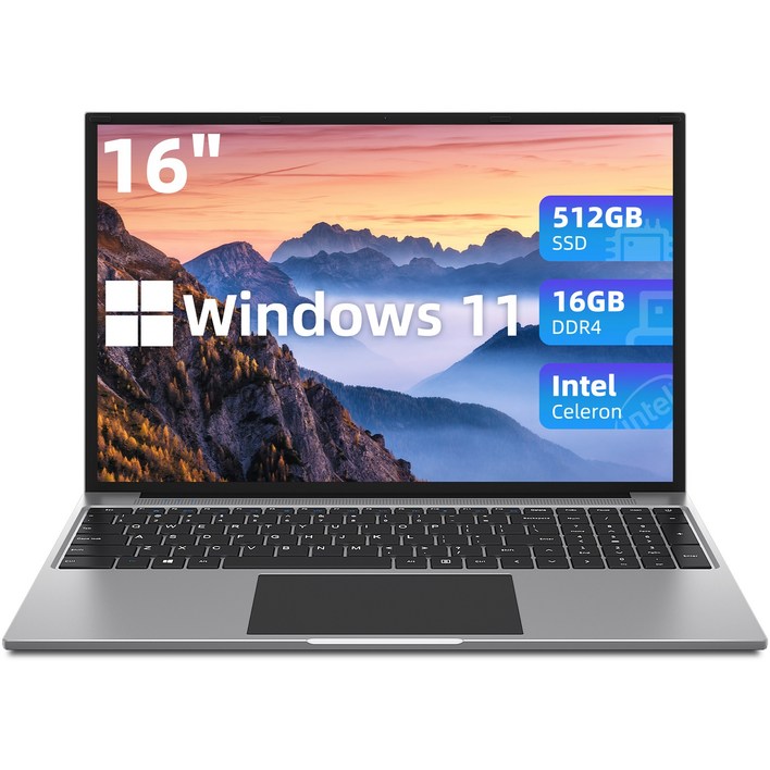 노트북/16인치/DDR4 16G/SSD 512G/가성비노트북/슬림/FHD IPS/업무용/사무용/그레이