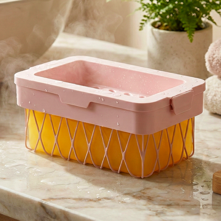 순담리빙 비누 받침대 거품 상자 끝까지 쓰는 메쉬 비누 받침, 핑크