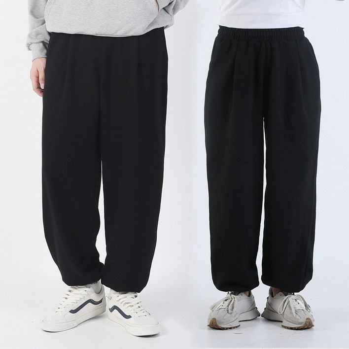 아우라큐 원턱 와이드밴딩조거팬츠 기모 쭈리 밴딩팬츠 소세지바지 빅사이즈 남여공용