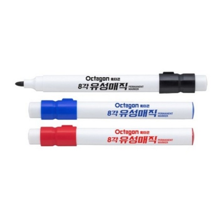 라인플러스 옥타곤 8각 유성매직 굵은 둥근닙 3mm 파랑