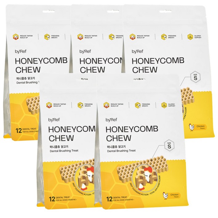 바이레프 강아지 허니콤츄 덴탈껌, 허니콤츄, 120g, 5개