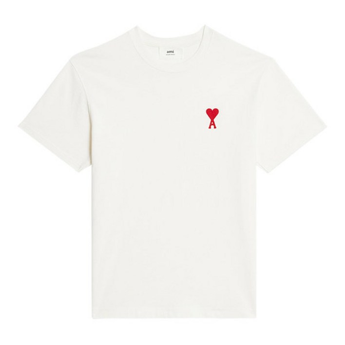 [아미] 하트 로고 반팔 티셔츠 UTS004 726 175 NATURAL WHITE/RED 아미티셔츠
