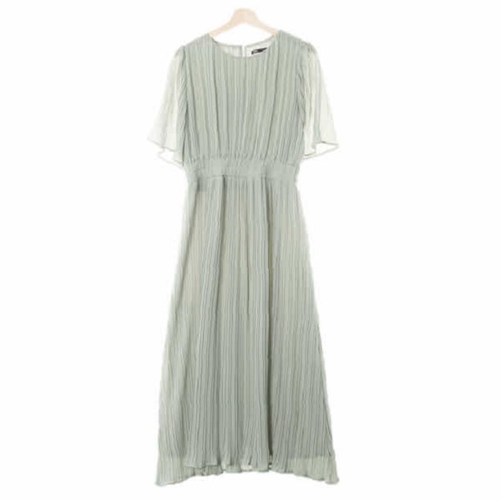 8830 자라 다크민트 플리츠하프소매롱원피스 L