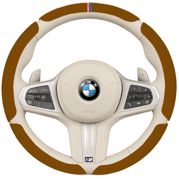 SOTT 자동차 핸들커버 커스텀 알칸타라 스웨이드 5P, 브라운 5개세트