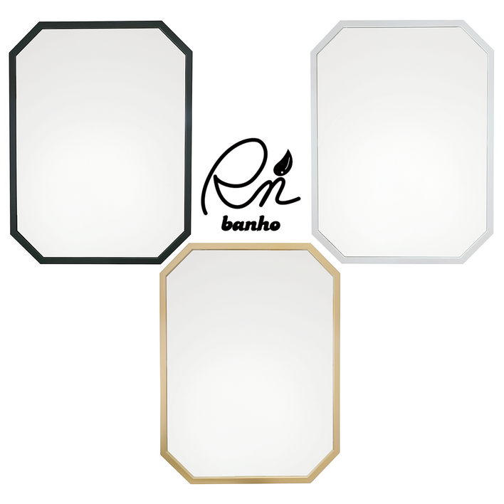 욕실거울 직팔각형거울 트랙 욕실경 거실 화장실 인테리어거울 직팔각, No.1 블랙