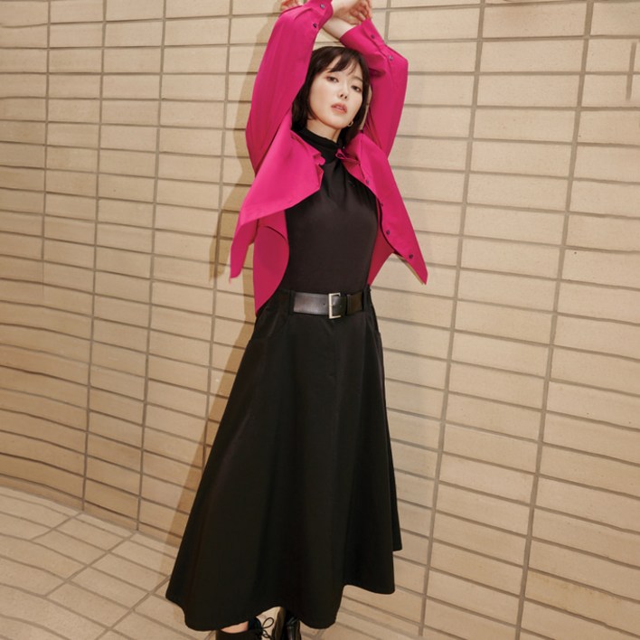 베스띠벨리 24FW 나일론 SET 벨트 장식 플레어 스커트 BJSAI1329