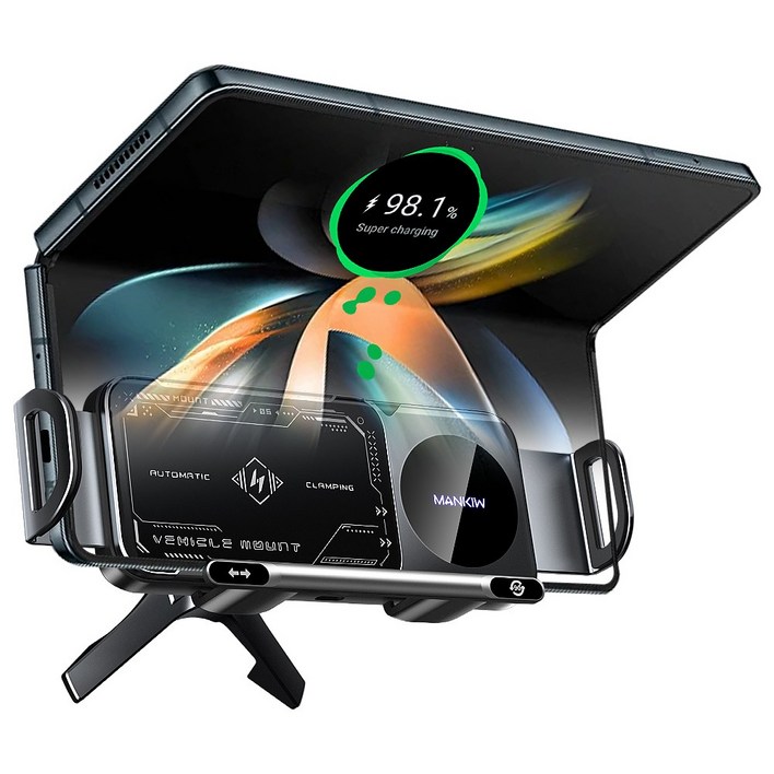 Mankiw맨큐 차량용 고속 무선충전기 갤럭시 Z플립 폴드폰 호환 송풍구형 거치대