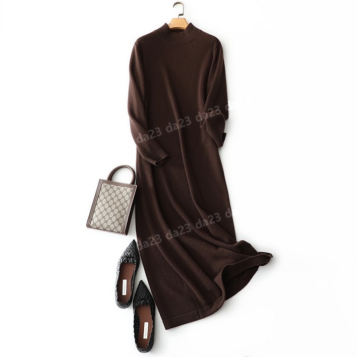 캐시미어 100 모크넥 맥시 원피스 2컬러