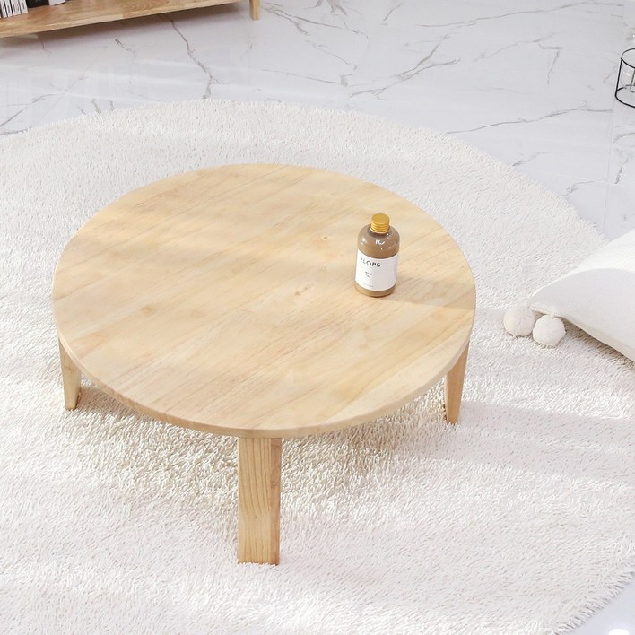 벤트리 접이식 원목 브런치 원형 좌식 테이블 600 2color