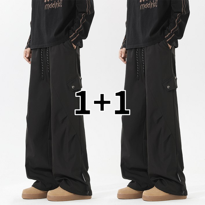 11남성용 봄가을 여유핏 스트레이트 캐주얼 바지 밴딩 빅사이즈 바지