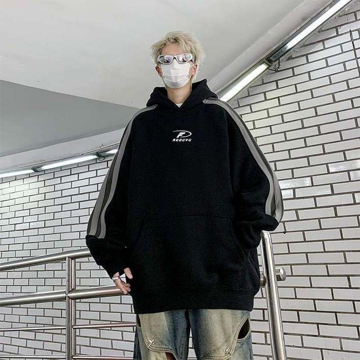 Skyciky 가을 남성 루즈핏 하이스트리트 힙합 후드티 II503