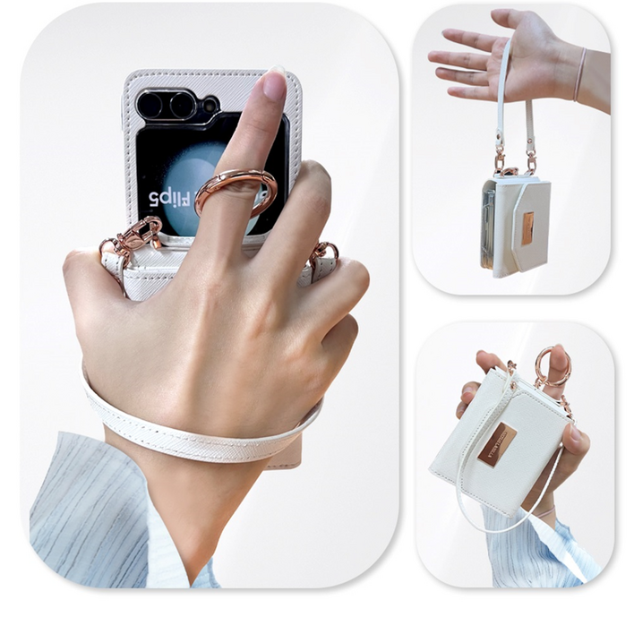 비너스 라벨라 사피아노 갤럭시Z플립3용 케이스지갑형카드수납지폐수납손가락링스트랩줄포함