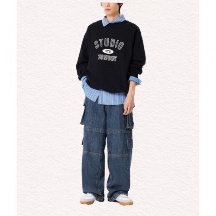 톰보이 STUDIO TOMBOY MEN 데님 와이드 카고 팬츠 블루 9154462931 2409235925 227294