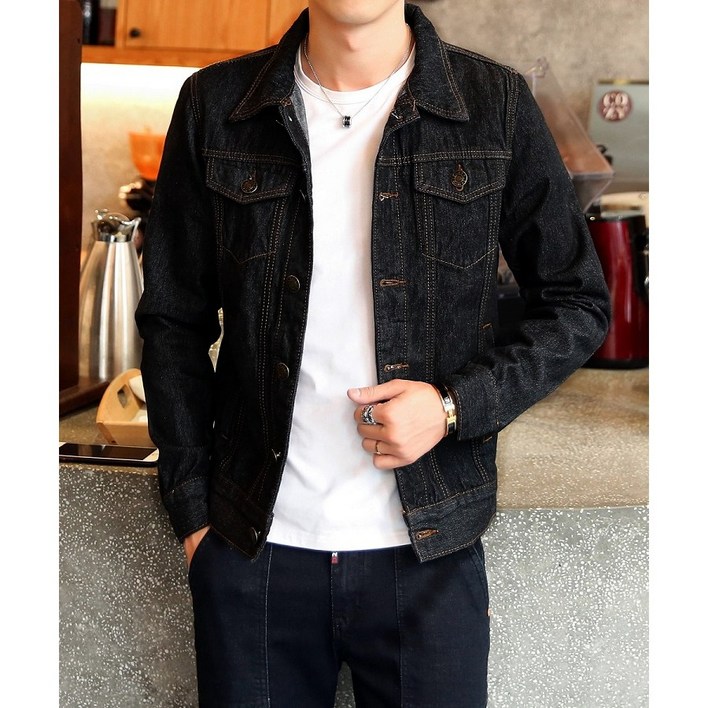 ANYOU 남성 봄 가을 데님 자켓 트렌디한 루즈핏 디자인 스타일리시한 데일리 아우터 가을 겨울 필수 아이템
