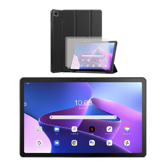 레노버 K10 프로(글로벌 모델 M10 플러스)태블릿 10.61형 4G 2K IPS, 옥타코어, 한국어 지원 가능 + LEPOID 슬림 보호케이스 + 강화 유리 화면 보호기 x 2