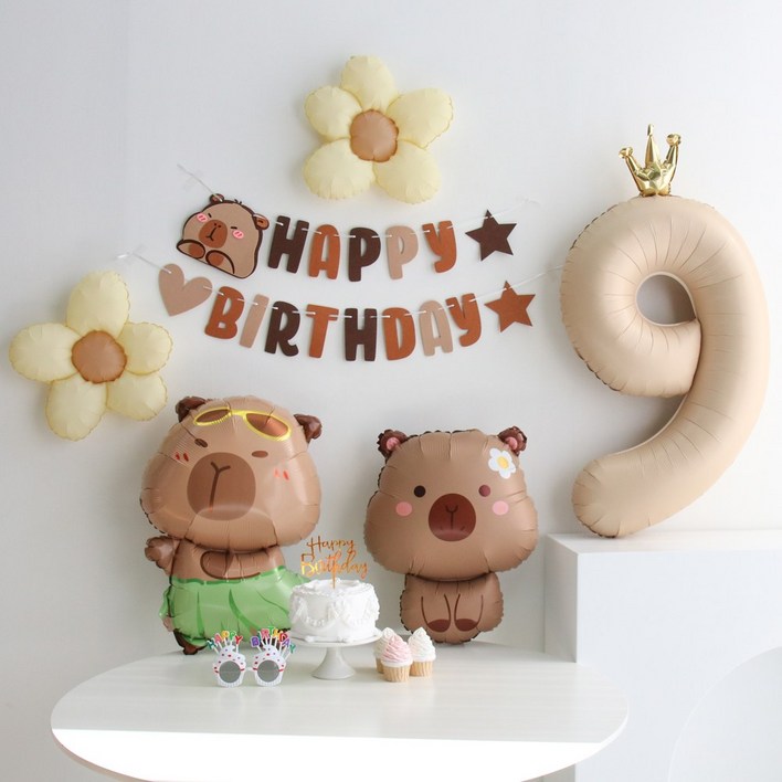 이벤트홀릭 데이지 카피바라 풍선 생일파티용품세트