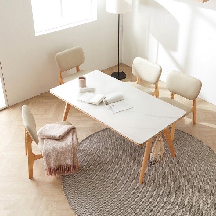 헤닝 마이홈 4인 낮은 원목 통세라믹 식탁세트 1400  1600, 4인 기본1400네추럴